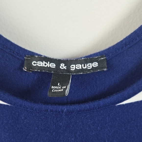 Cable & Gauge Blue and White Boxy Short Sleeve Tee - Picture 2 of 3